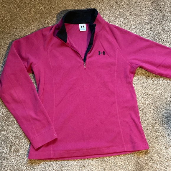 Women’s Under Armour Fleece Medium Quarter Zip in Pink - Picture 3 of 6